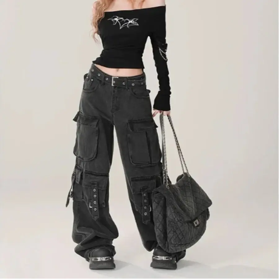 Black Baggy Cargo Jeans