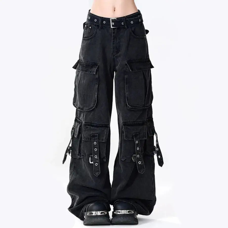 Black Baggy Cargo Jeans