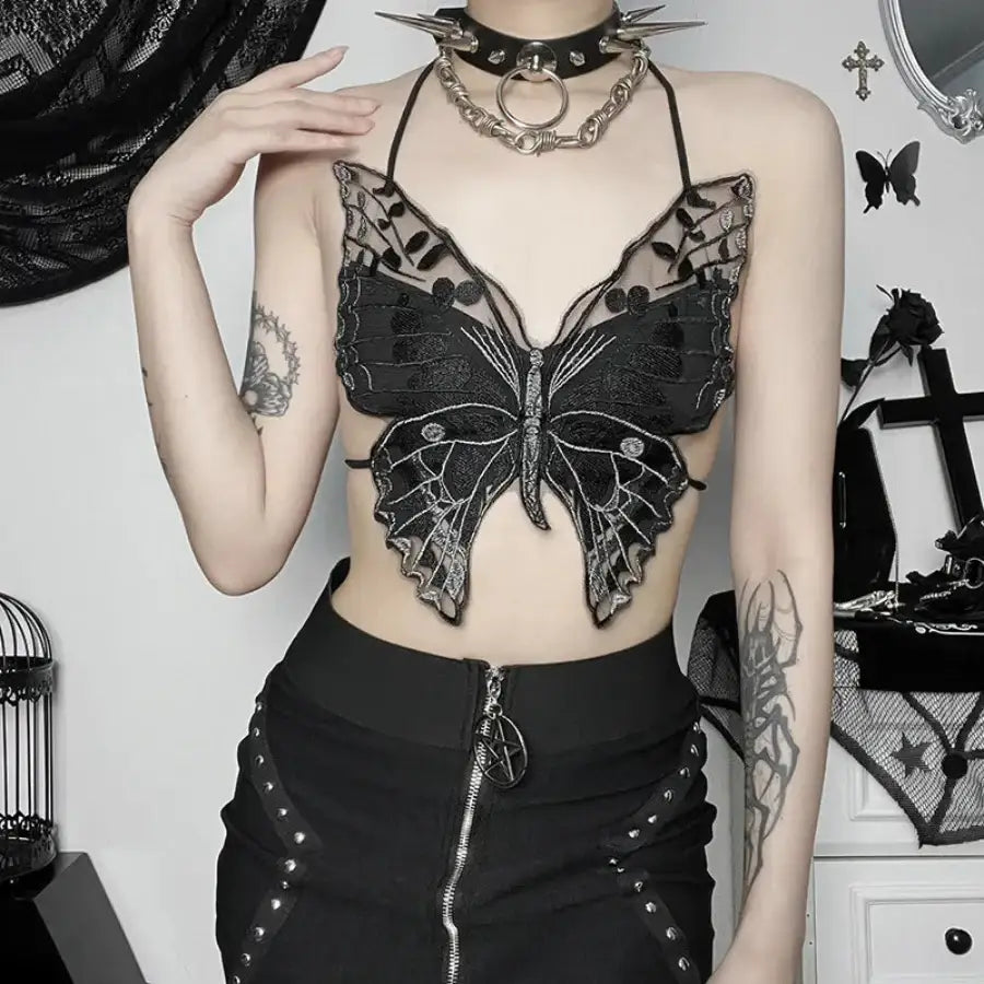 Black Butterfly Top - One Size