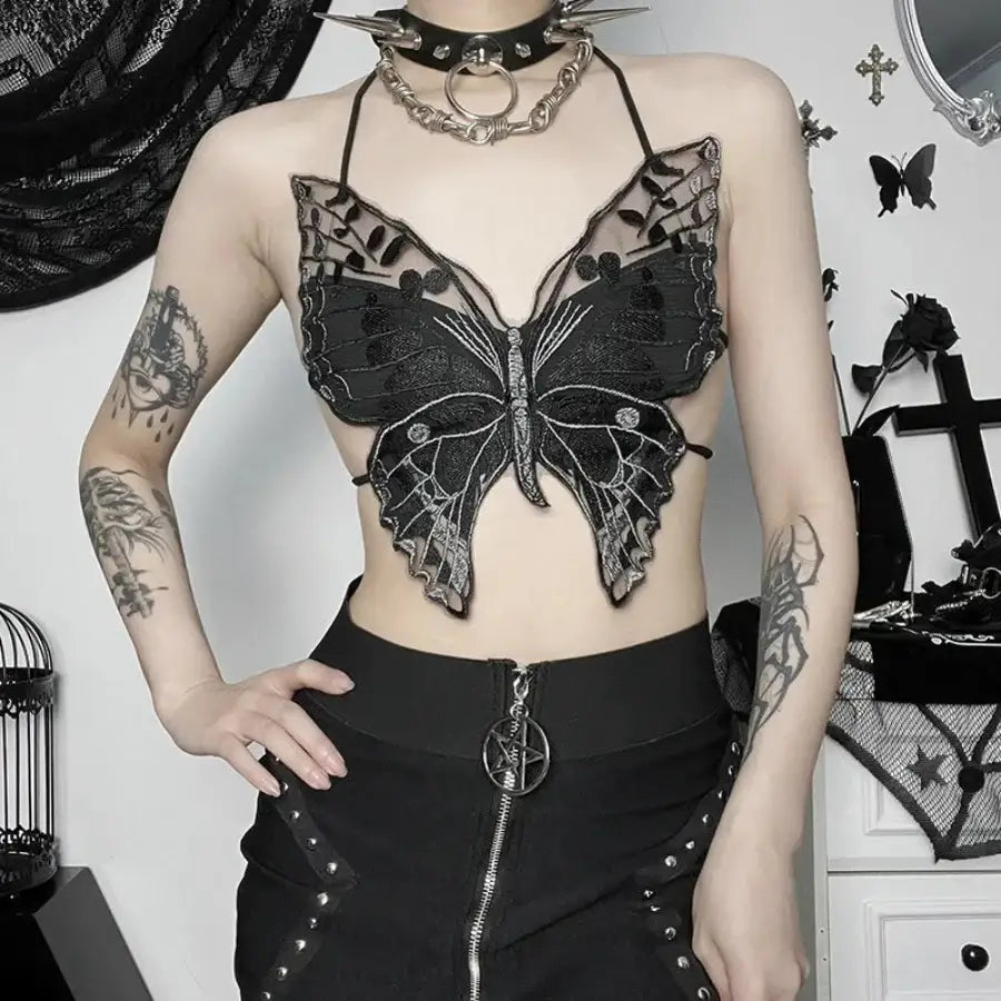 Black Butterfly Top - One Size