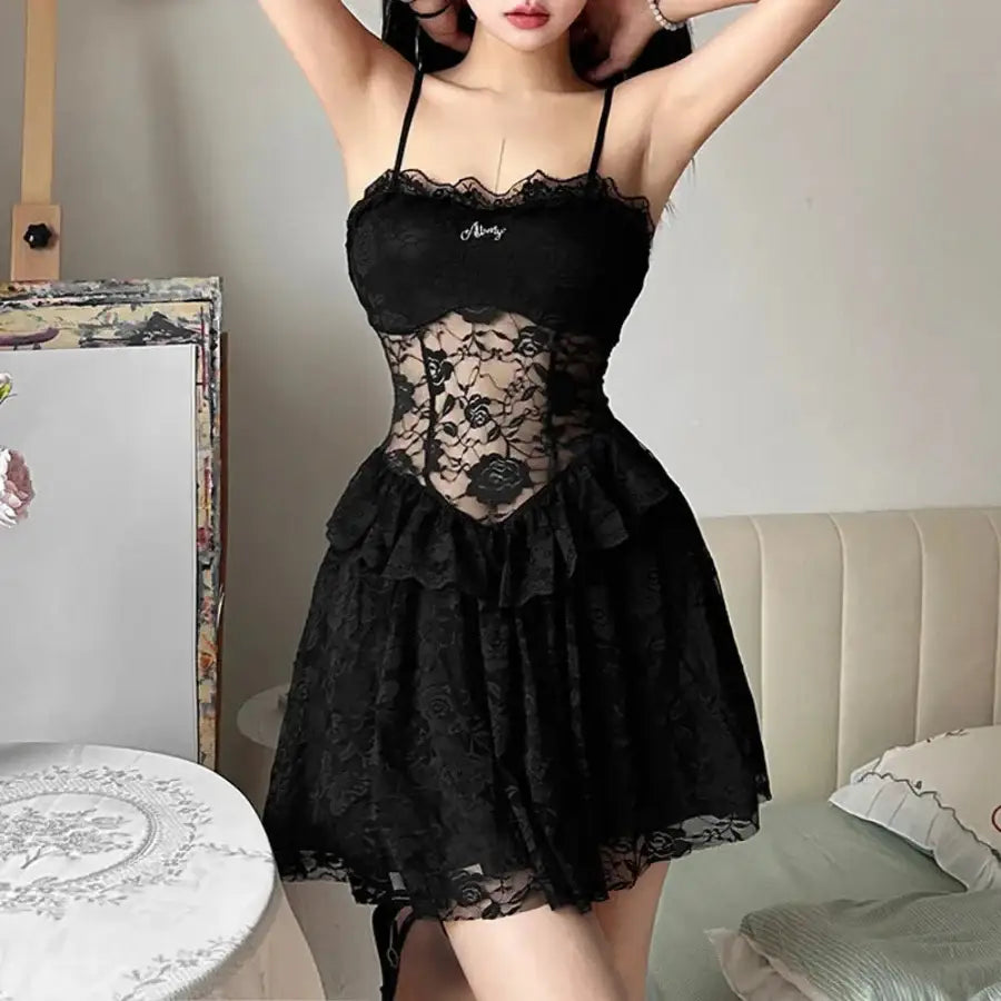Black Lace Corset Dress