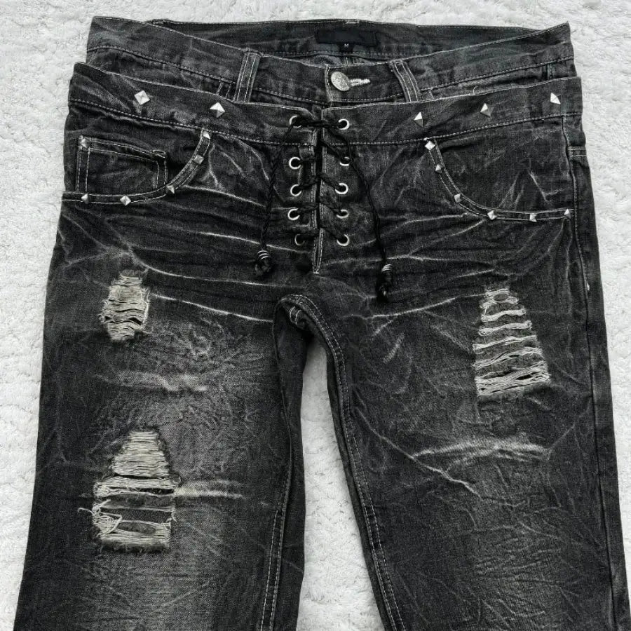 Black Ripped Flare Jeans