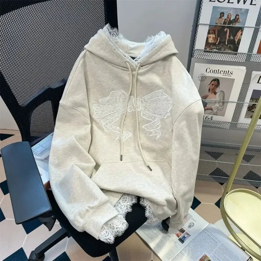 Bow Lace Hoodie - M