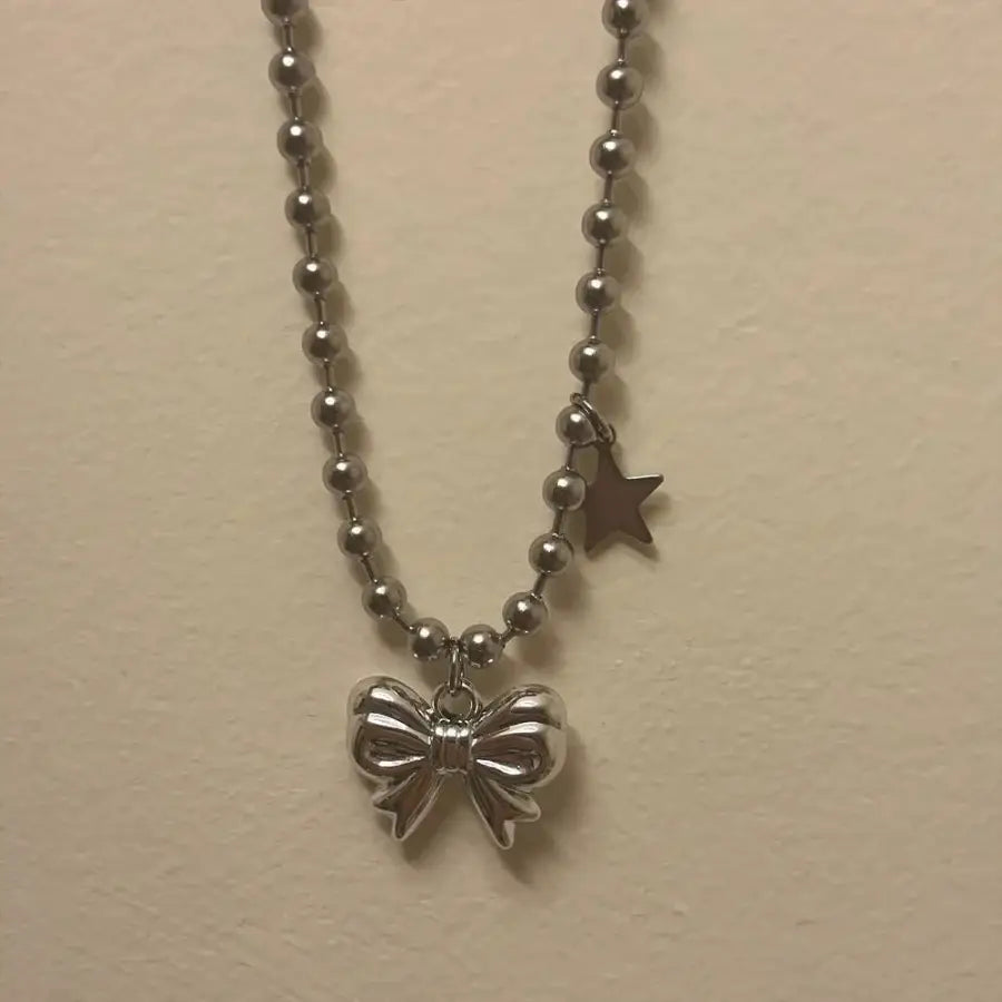 Bow Tie Necklace - Silver