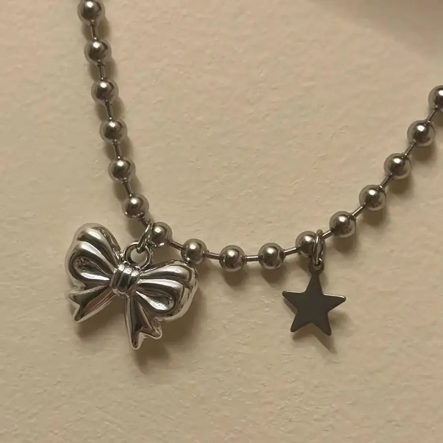 Bow Tie Necklace - Silver