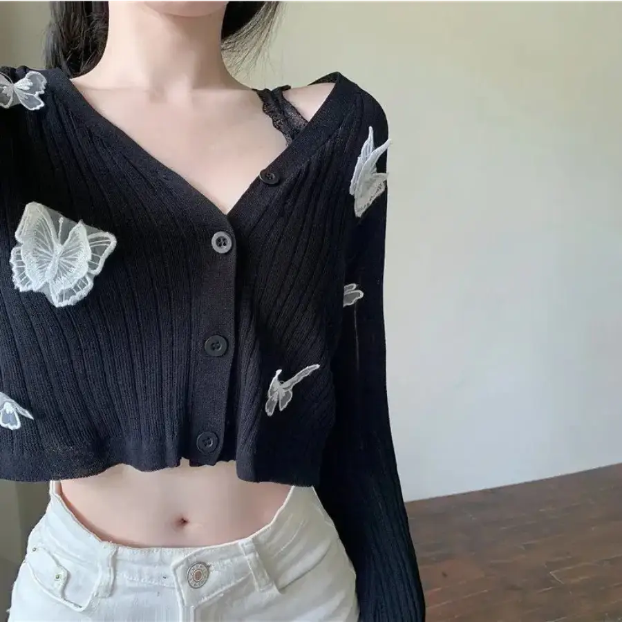 Butterfly Cardigan Black / One Size