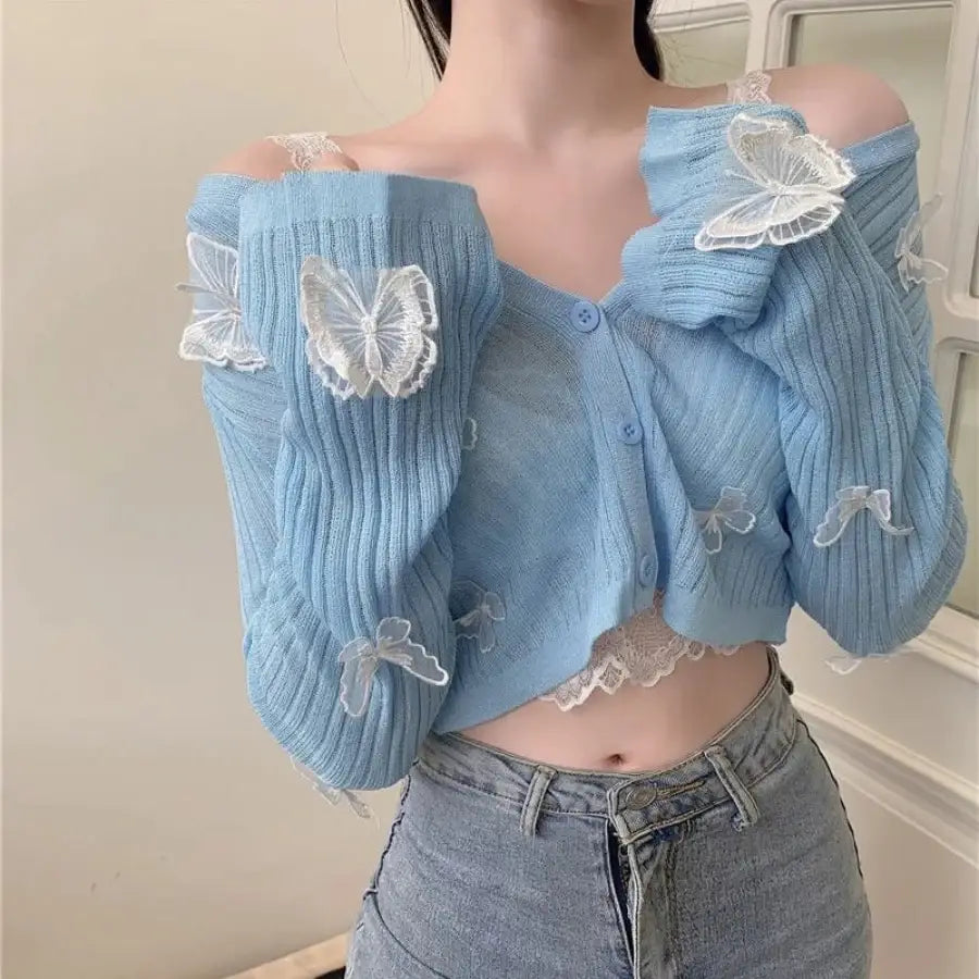 Butterfly Cardigan Blue / One Size