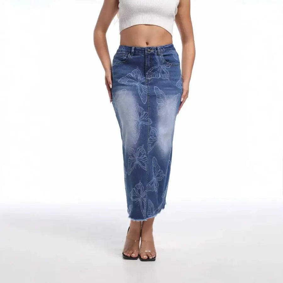 Butterfly Denim Skirt