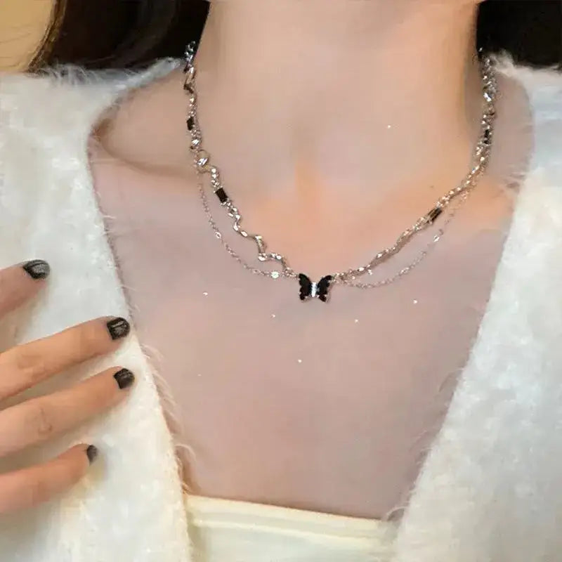 Butterfly Necklace - Black