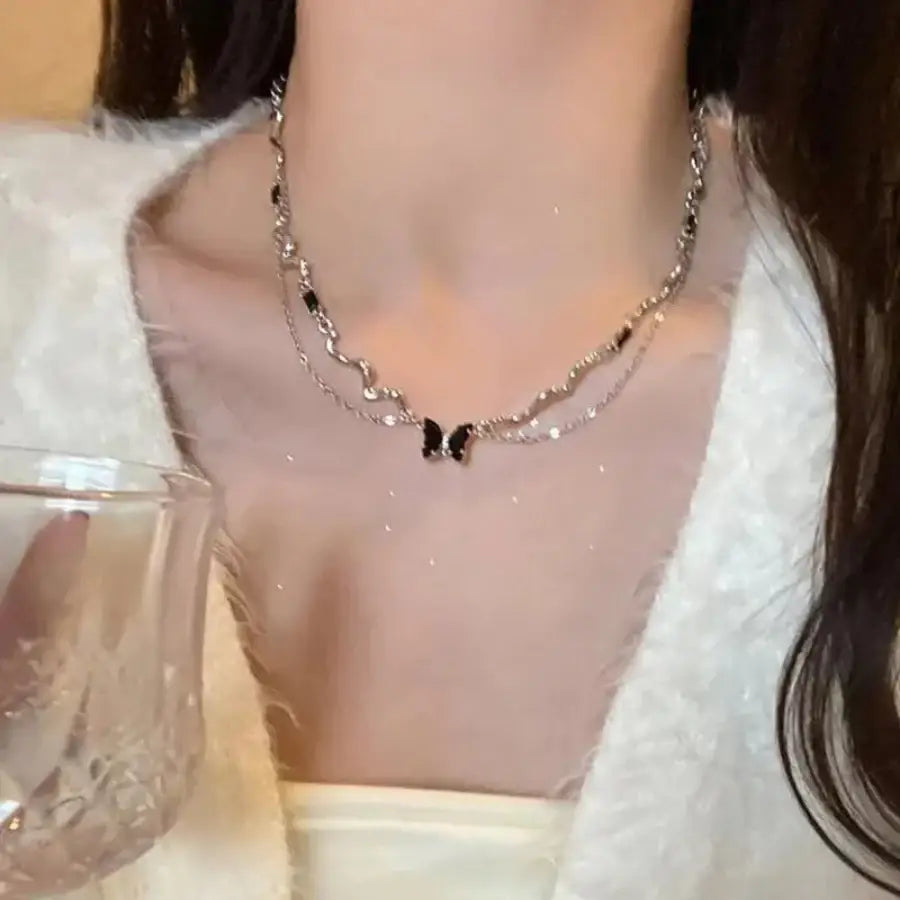 Butterfly Necklace - Black