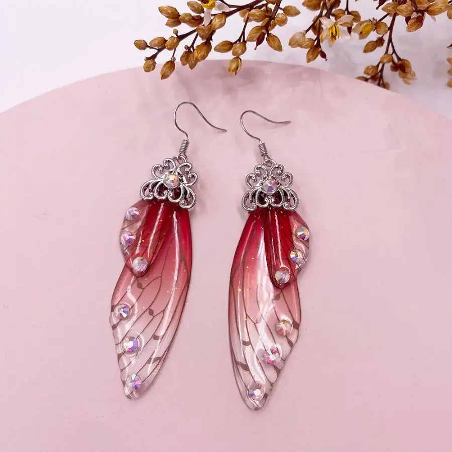 Butterfly Wing Earrings Red