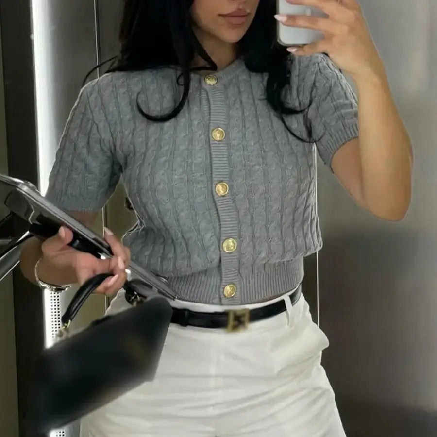 Cable Knit Button Down Sweater