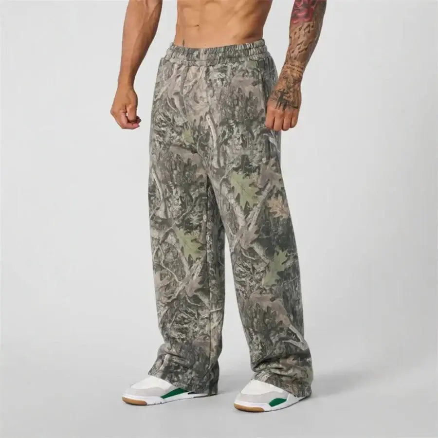 Camo Baggy Sweatpants - Green / S