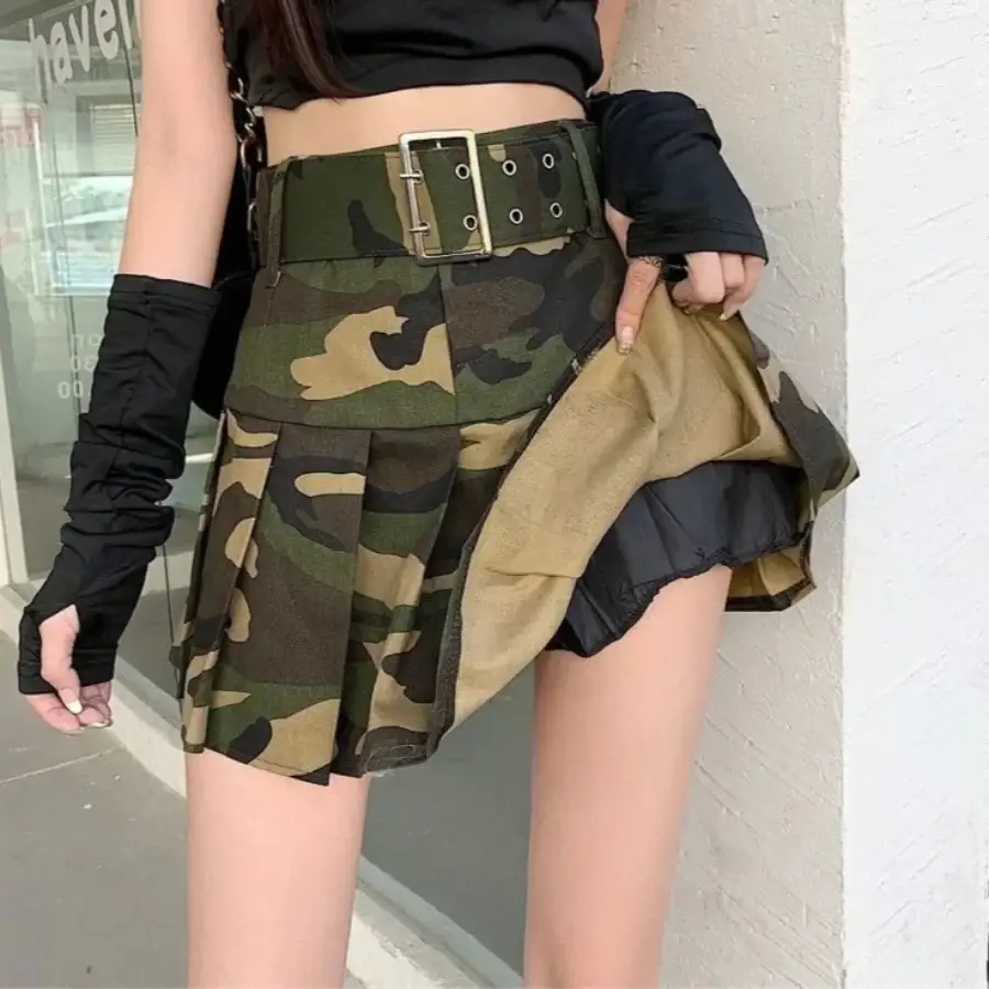 Camo Pleated Skirt