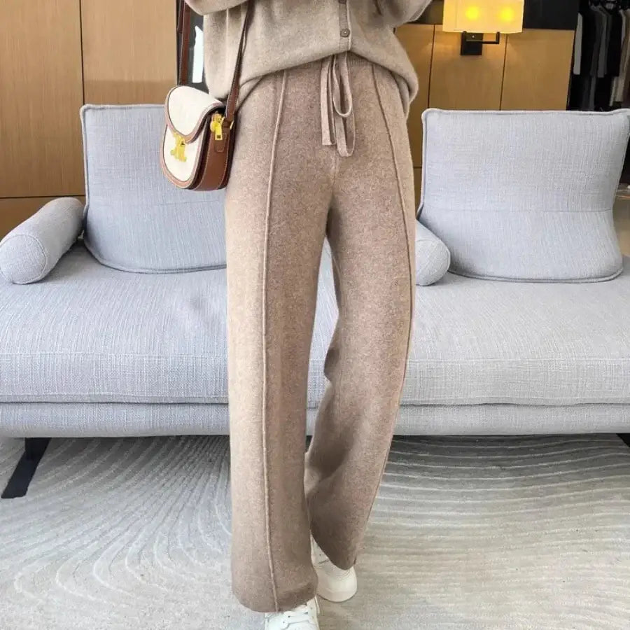 Cashmere Wool Pants - Beige / S