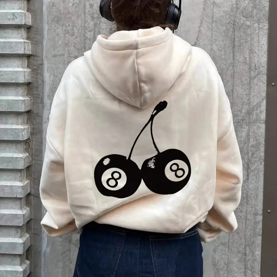 Cherry 8 Ball Hoodie Beige / S