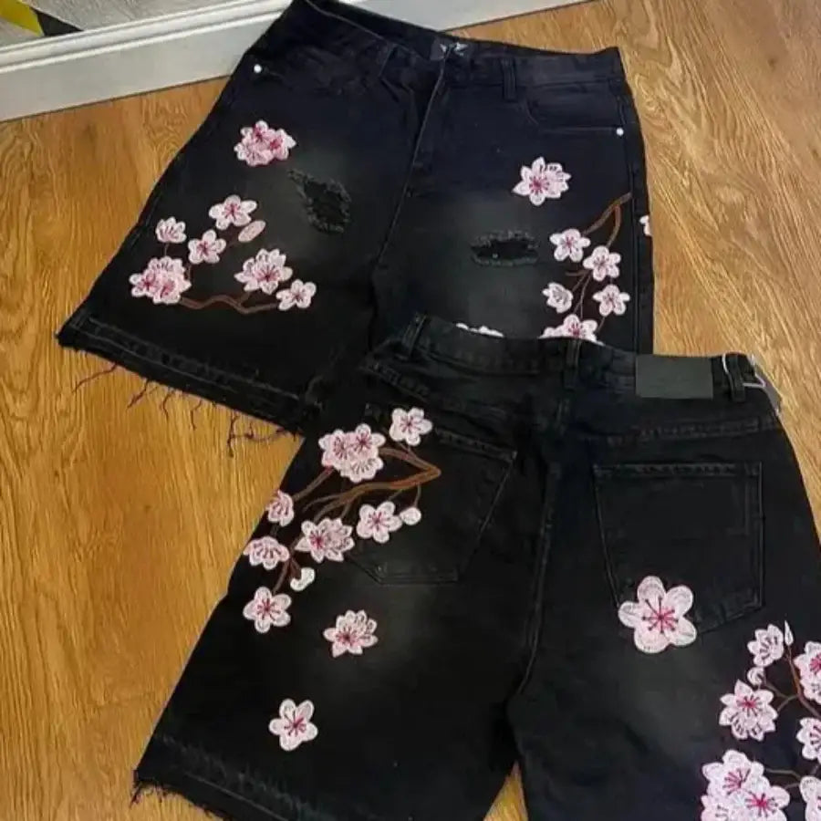 Cherry Blossom Shorts - Black / S