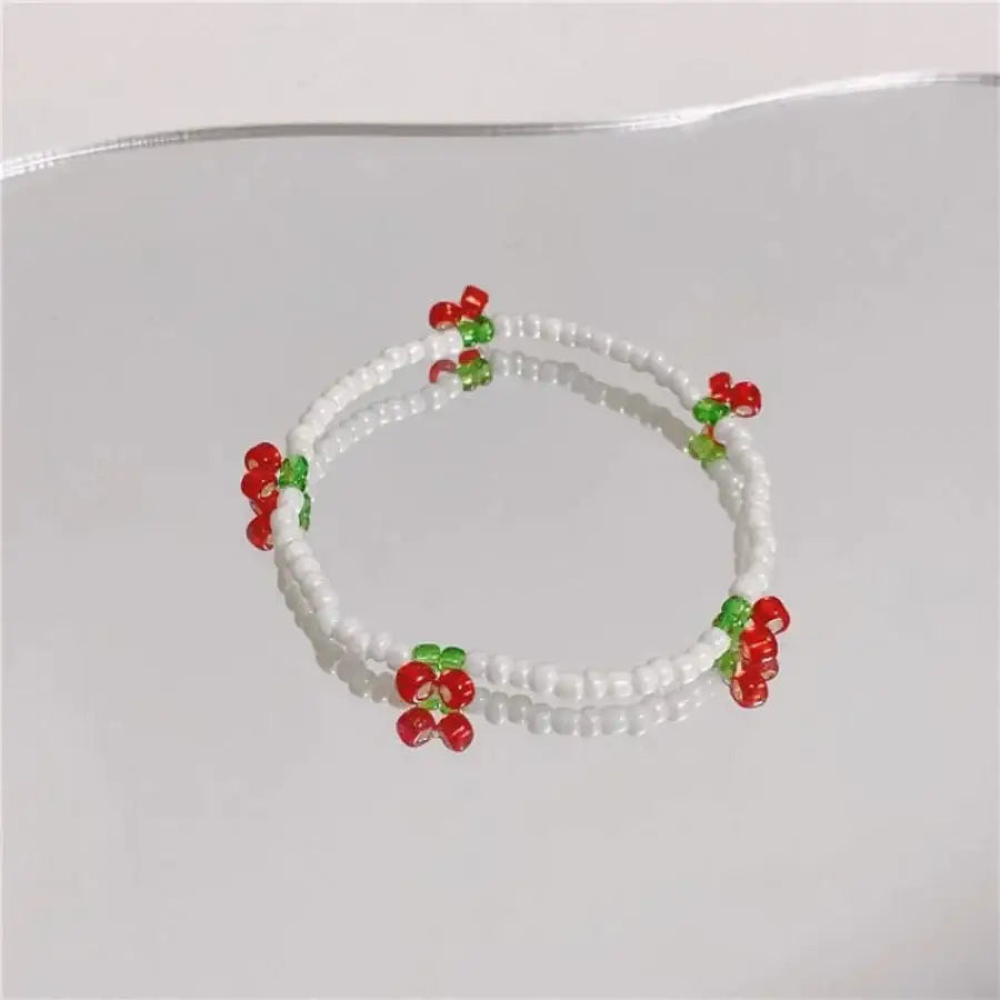 Cherry Bracelet White