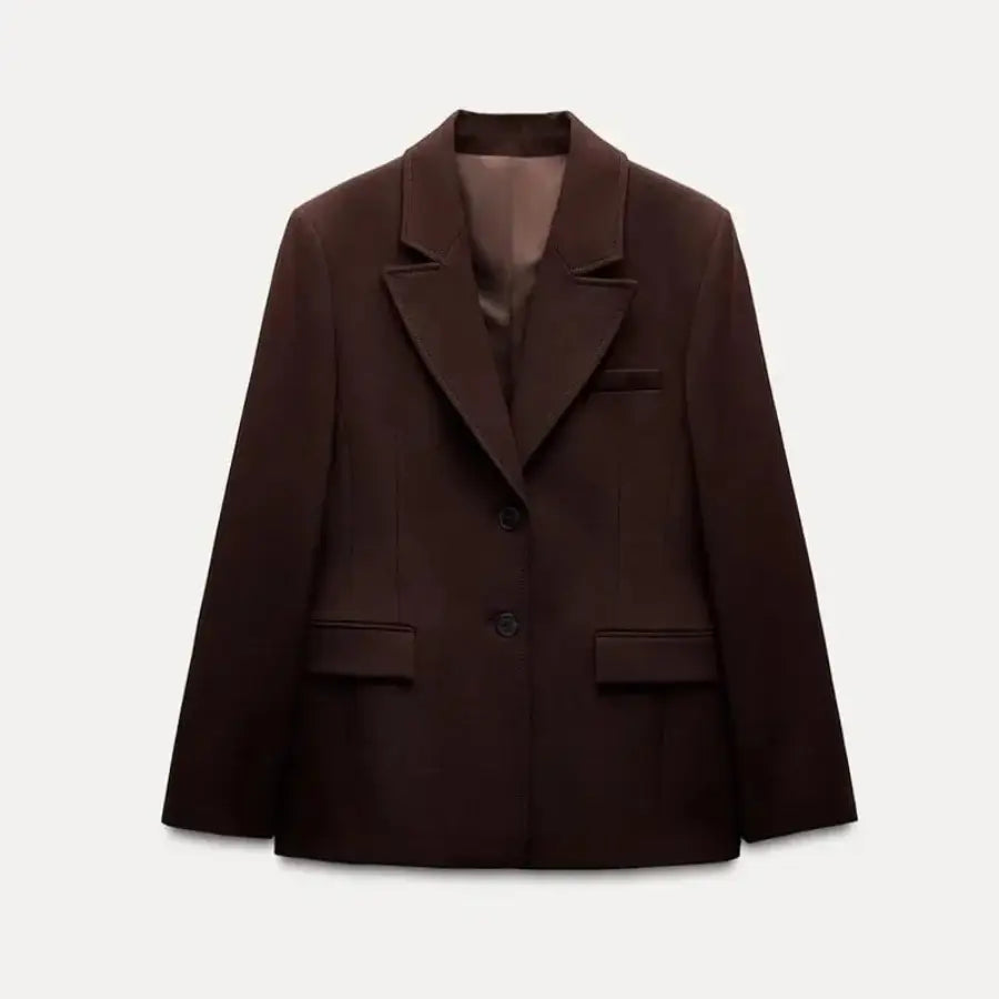 Cinch Waist Blazer - Brown / XS