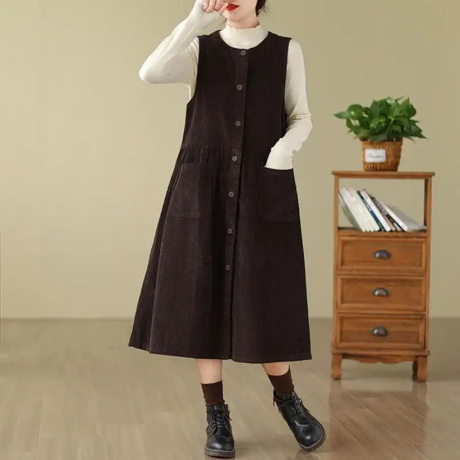 Corduroy Dress - Brown / M