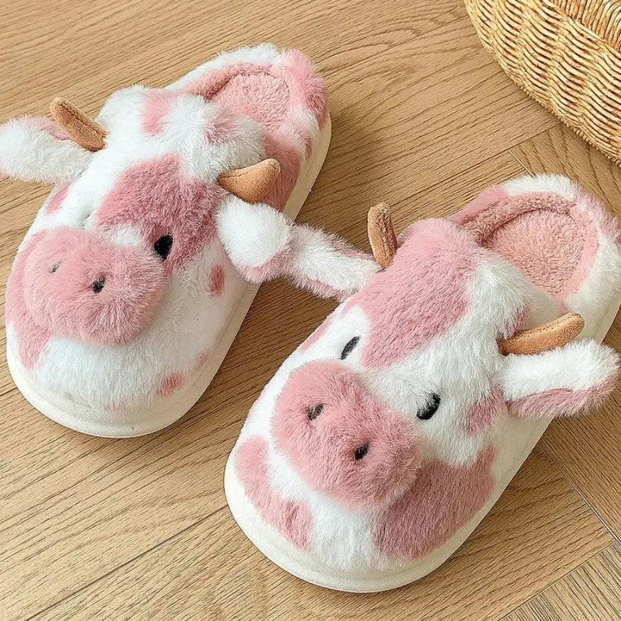 Cow Slippers - Pink / 6