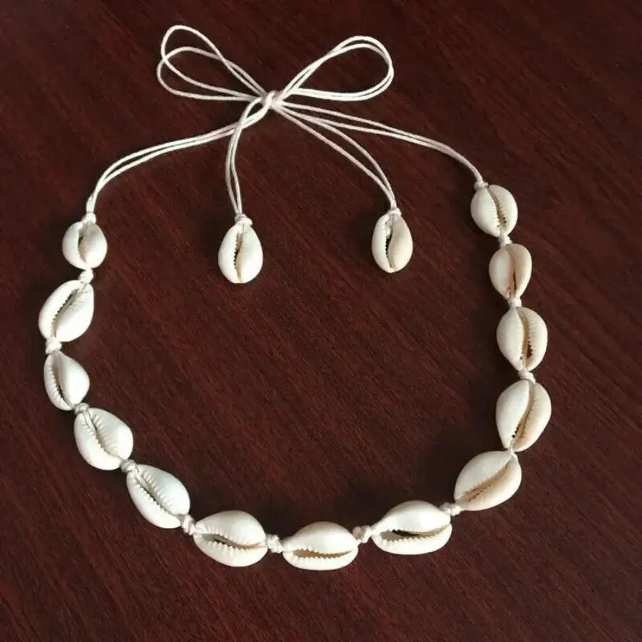 Cowrie Shell Necklace - White Rope