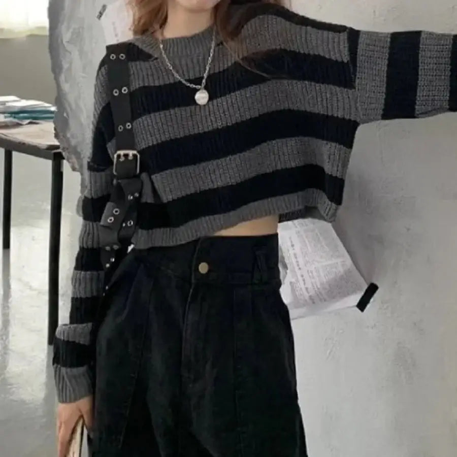Cropped Striped Sweater