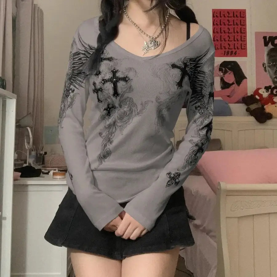 Cross Long Sleeve Shirt - Grey / S