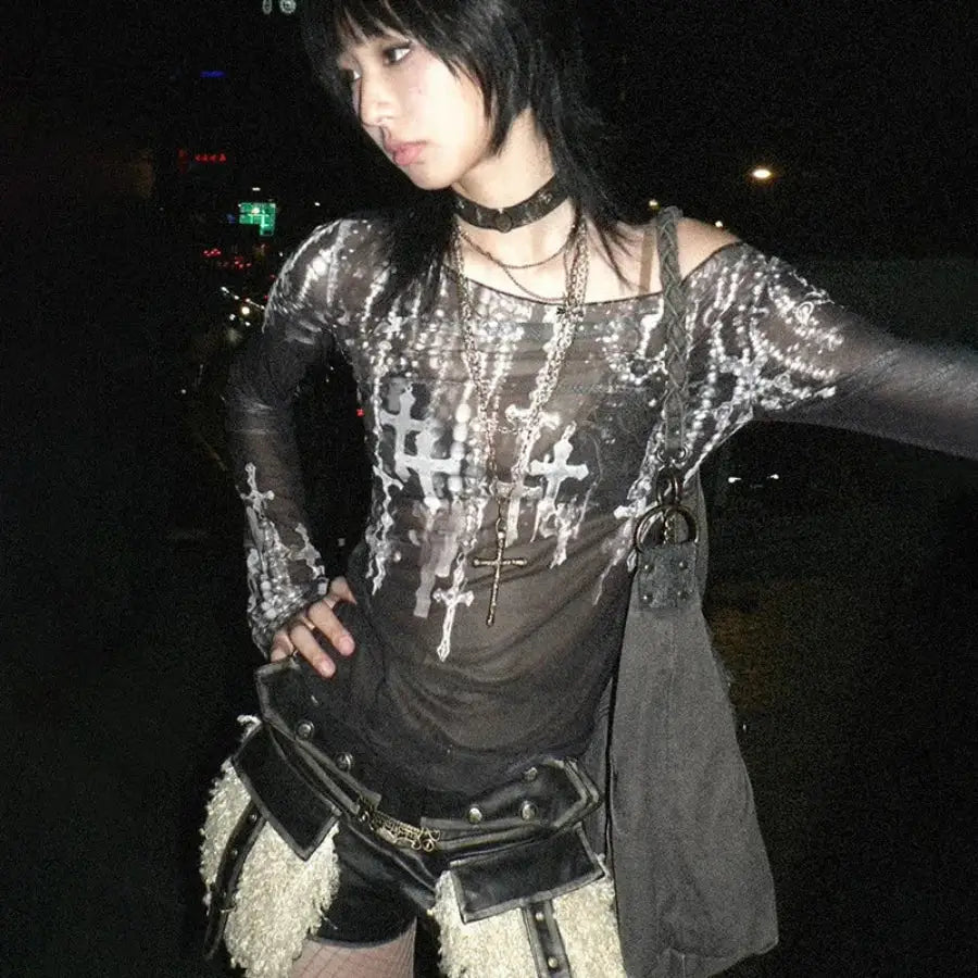 Cross Mesh Top - S
