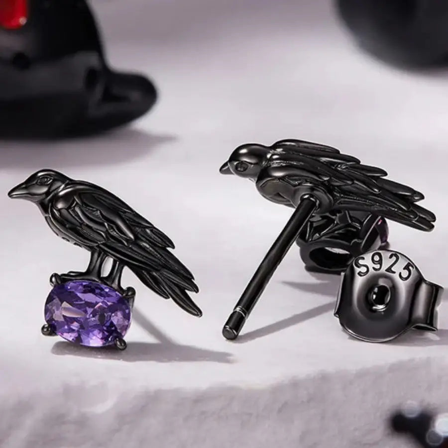 Crow Earrings - Black