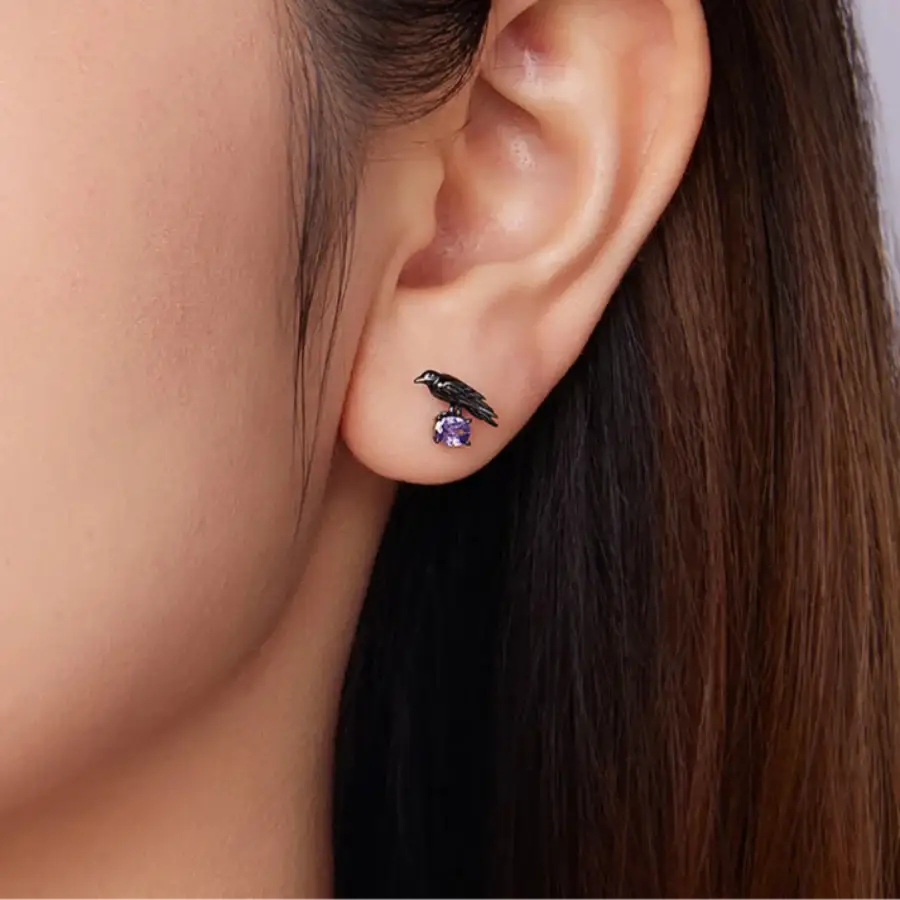 Crow Earrings - Black