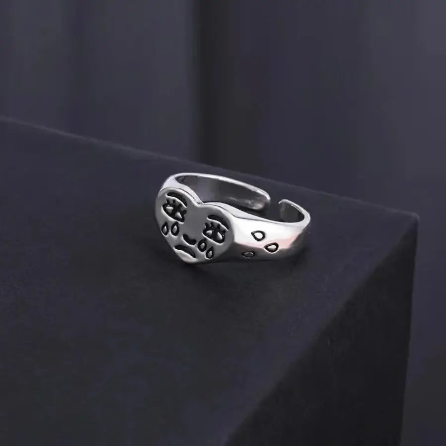 Crying Heart Ring - Silver