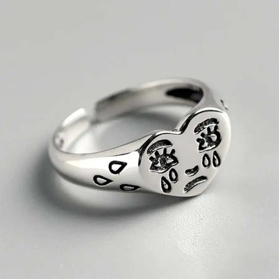 Crying Heart Ring - Silver