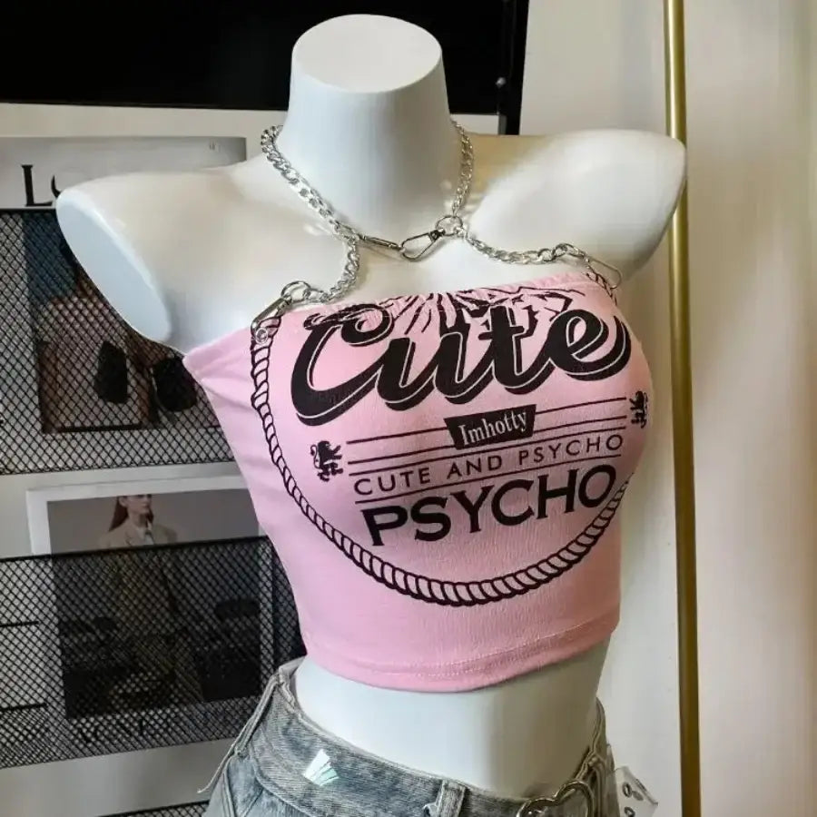 Cute But Psycho Crop Top - S