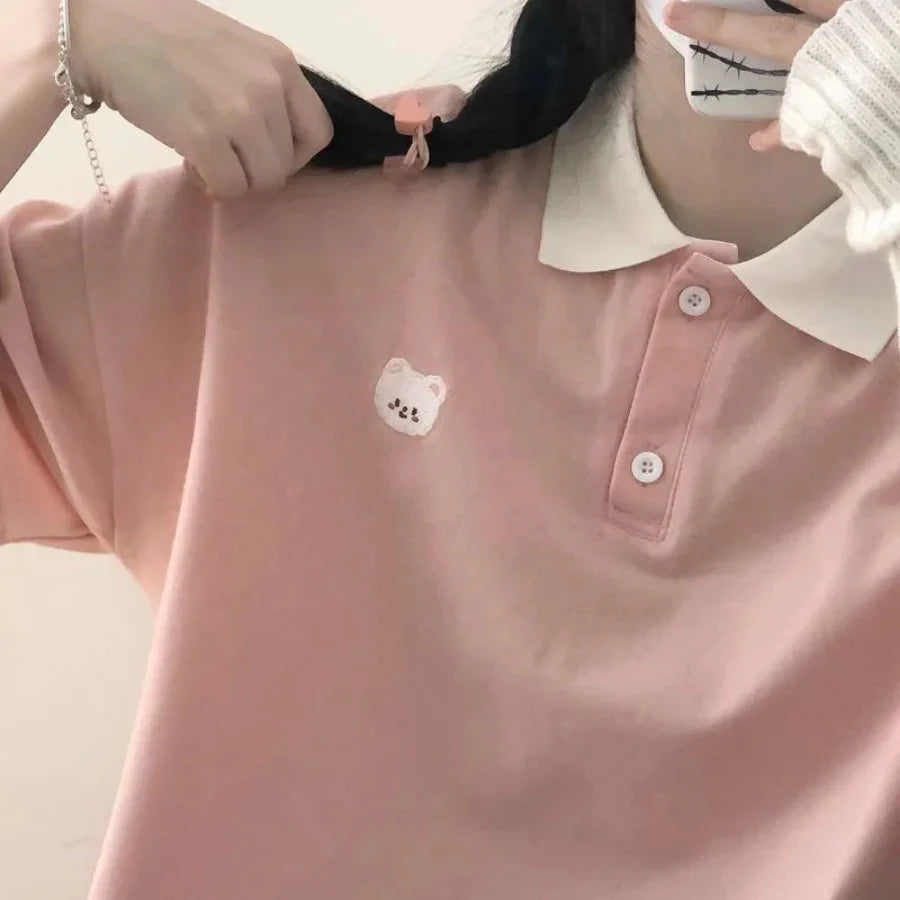 Cute embroidery bear shirt