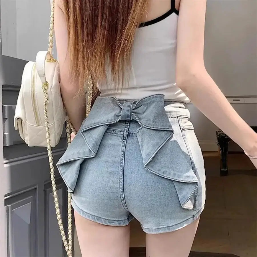 Denim Bow Shorts - S