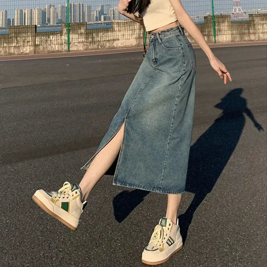 Denim Skirt Slit