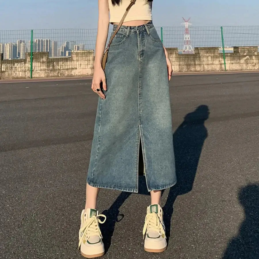Denim Skirt Slit