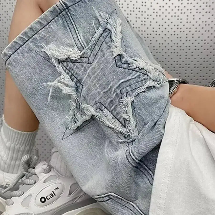 Denim Star Shorts - Blue / M