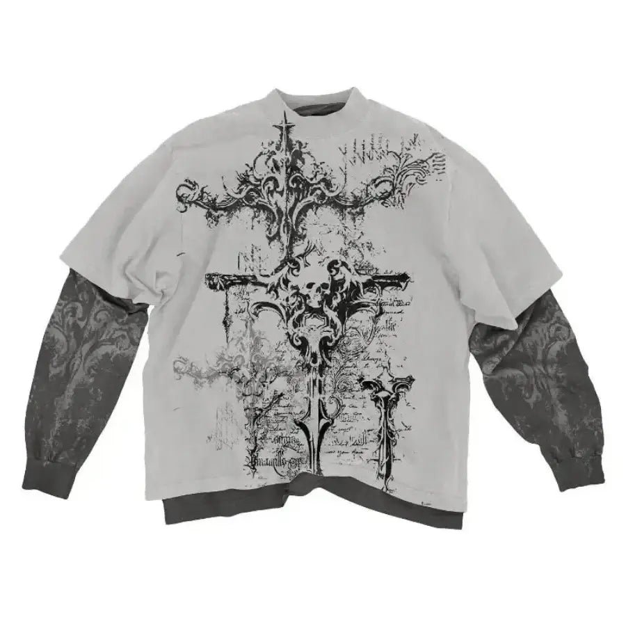 Double Layered Long Sleeve T-Shirt - White / S