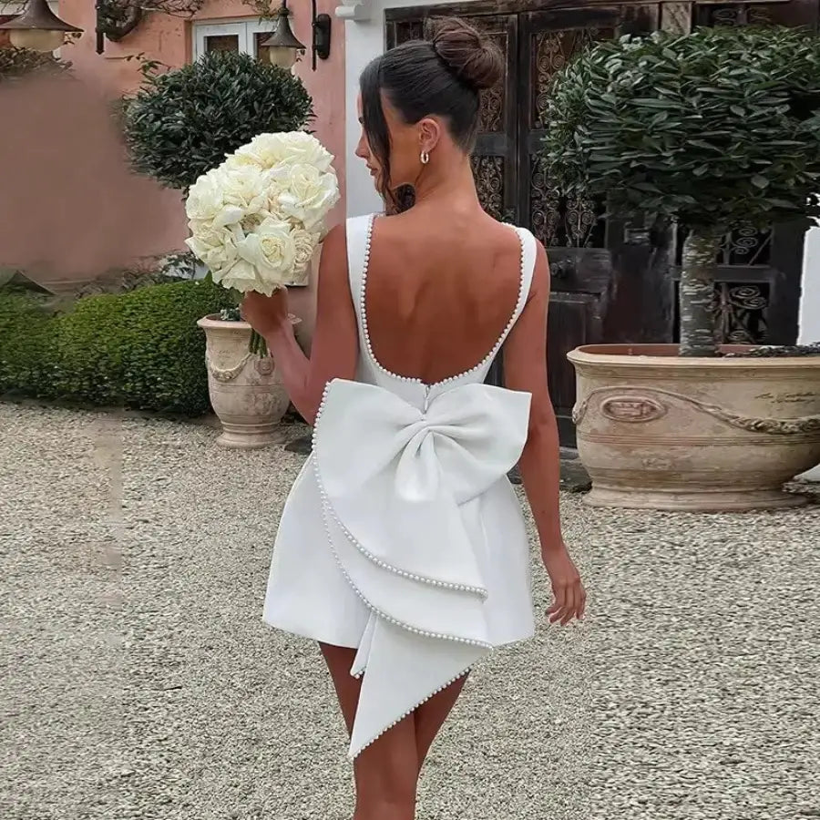 Dress Back Bow - White / XS