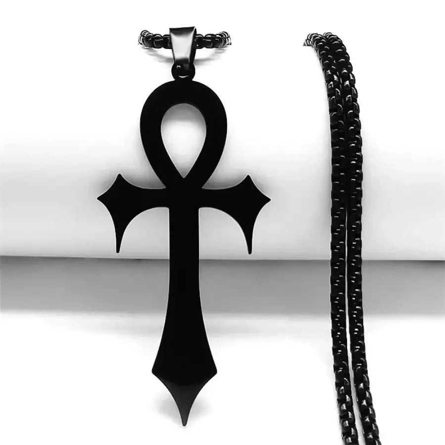 Egyptian Cross Necklace - Black