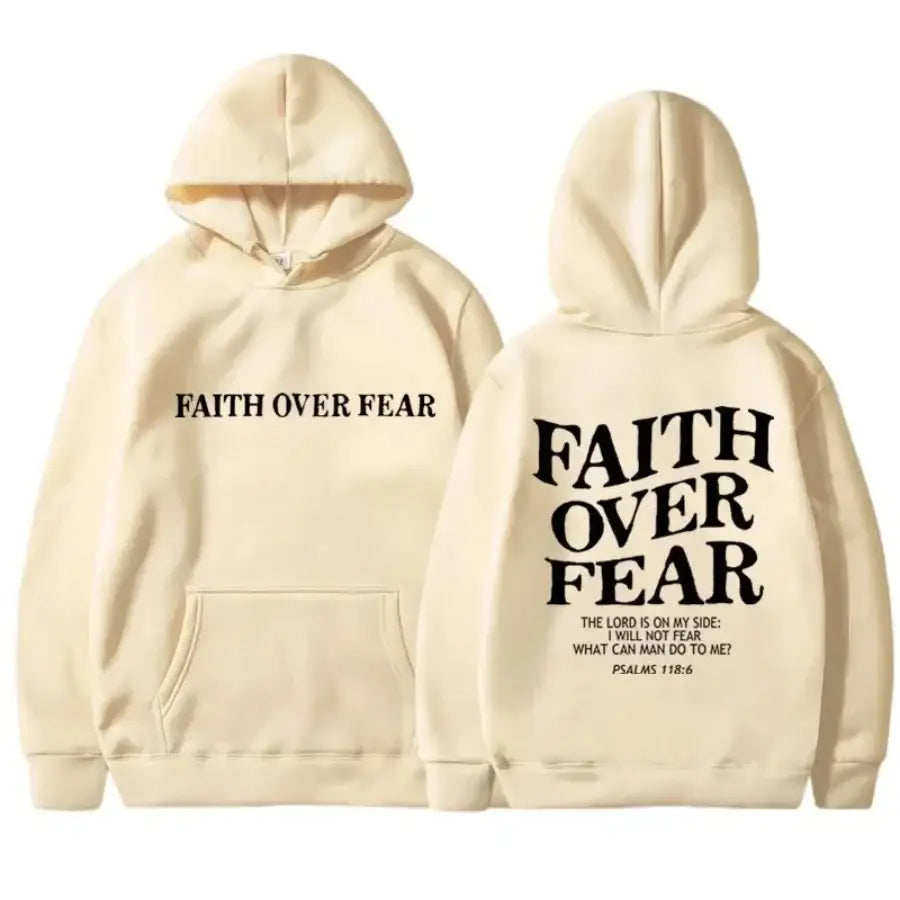 Faith Over Fear Hoodie - Beige / S