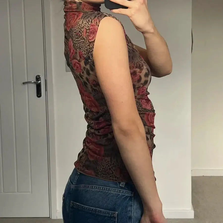 Floral Turtleneck Top