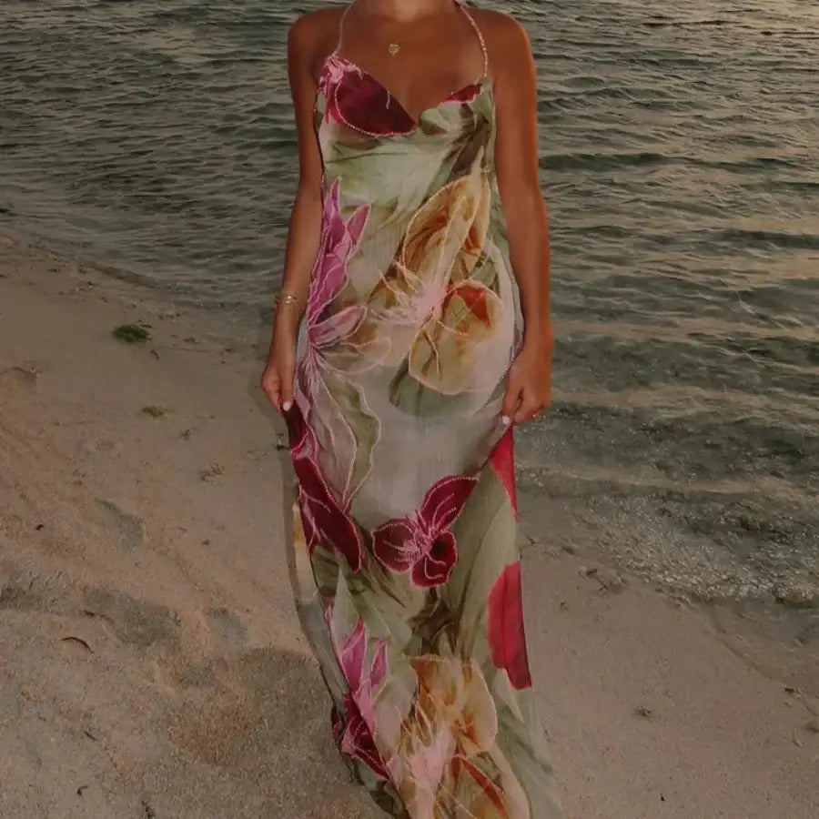 Flower Halter Dress - S