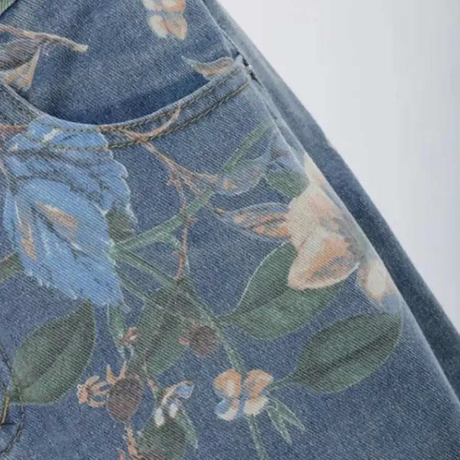 Flower Print Jeans