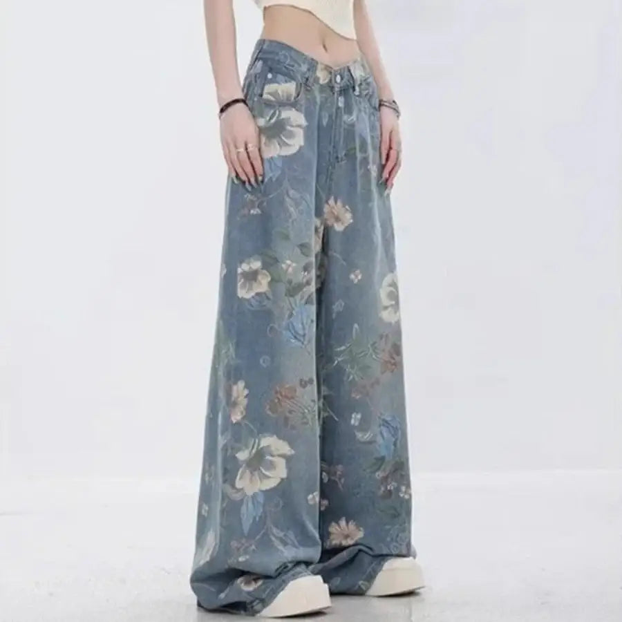Flower Print Jeans