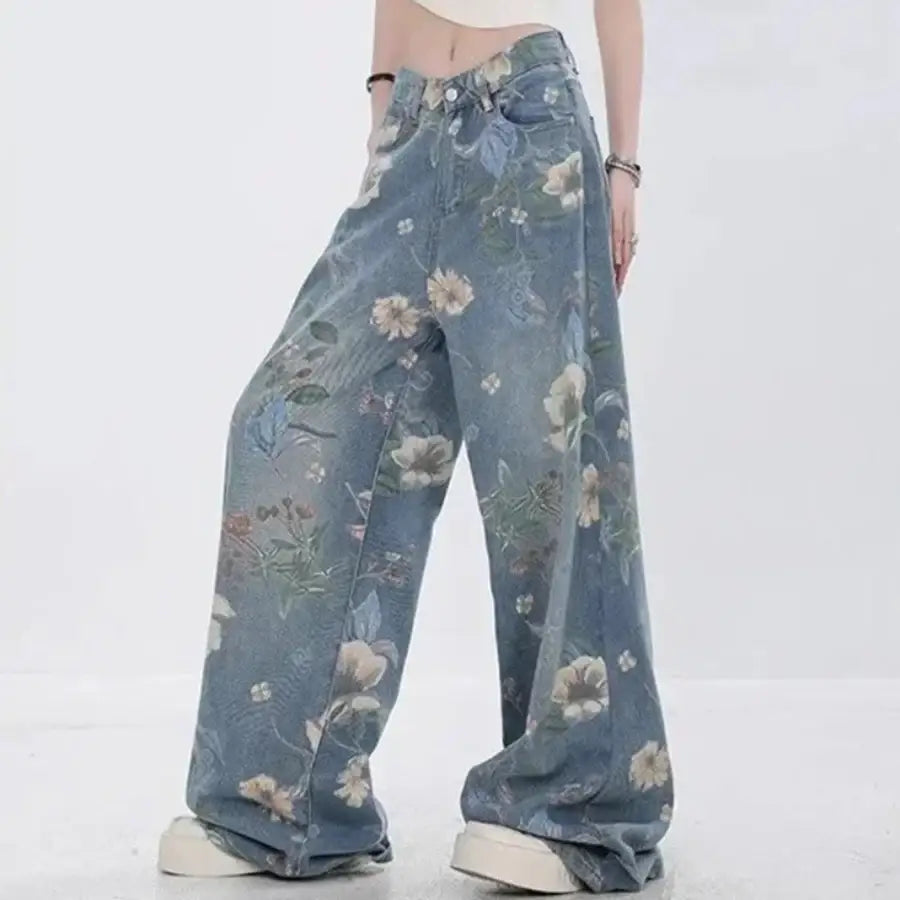Flower Print Jeans - S