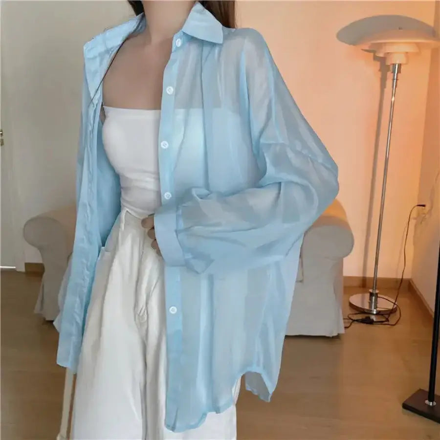 Flowy Shirt - Blue / S