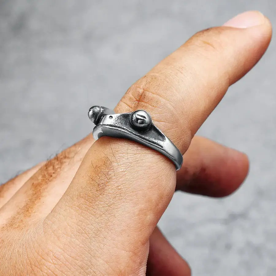 Frog Face Ring - Silver / 7